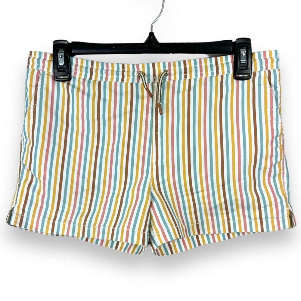 COPY - Zara Cabana Swim Shorts 9 / 10 Stripe Elastic Tie Waist Me…